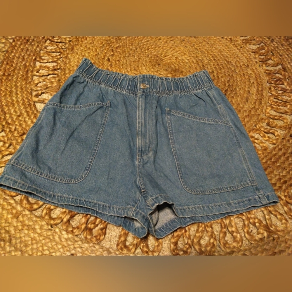 Madewell Blue Denim Elastic-Waist Jean Shorts